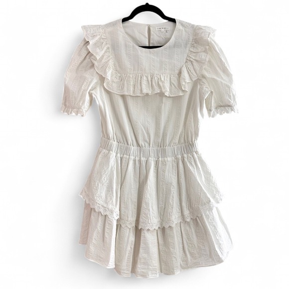 Free The Roses White Ruffle Lace Prairie Mini Dress Feminine Cottage Large - Picture 2 of 8